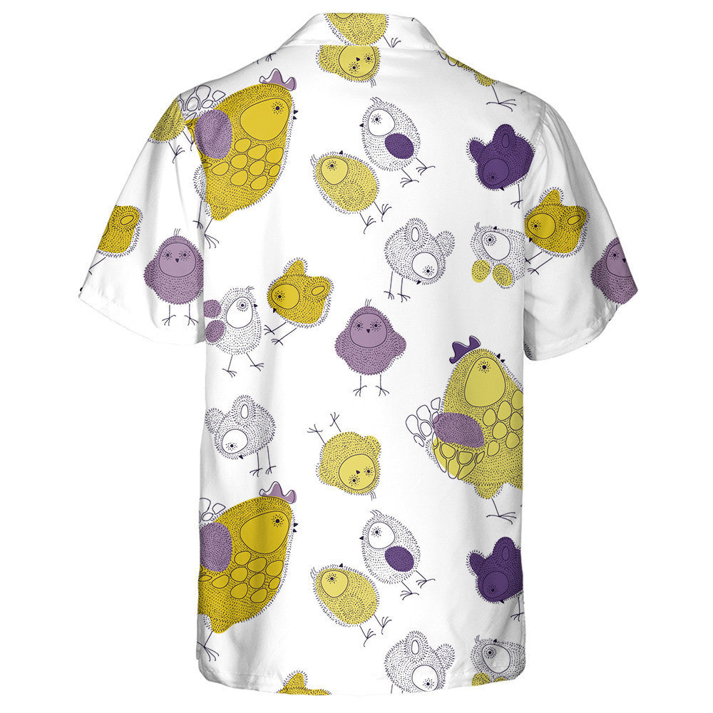 Greannmhar Cearc agus Sicín ildaite ar Chúlra Bán Léine Haváís, Bronntanas Léine Haváís, Bronntanas Nollag