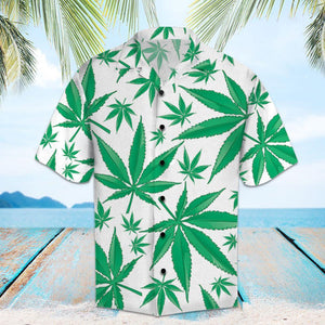 Amazing Weed Green And White Design Hawaiian Shirt, Hawaiian For Gift