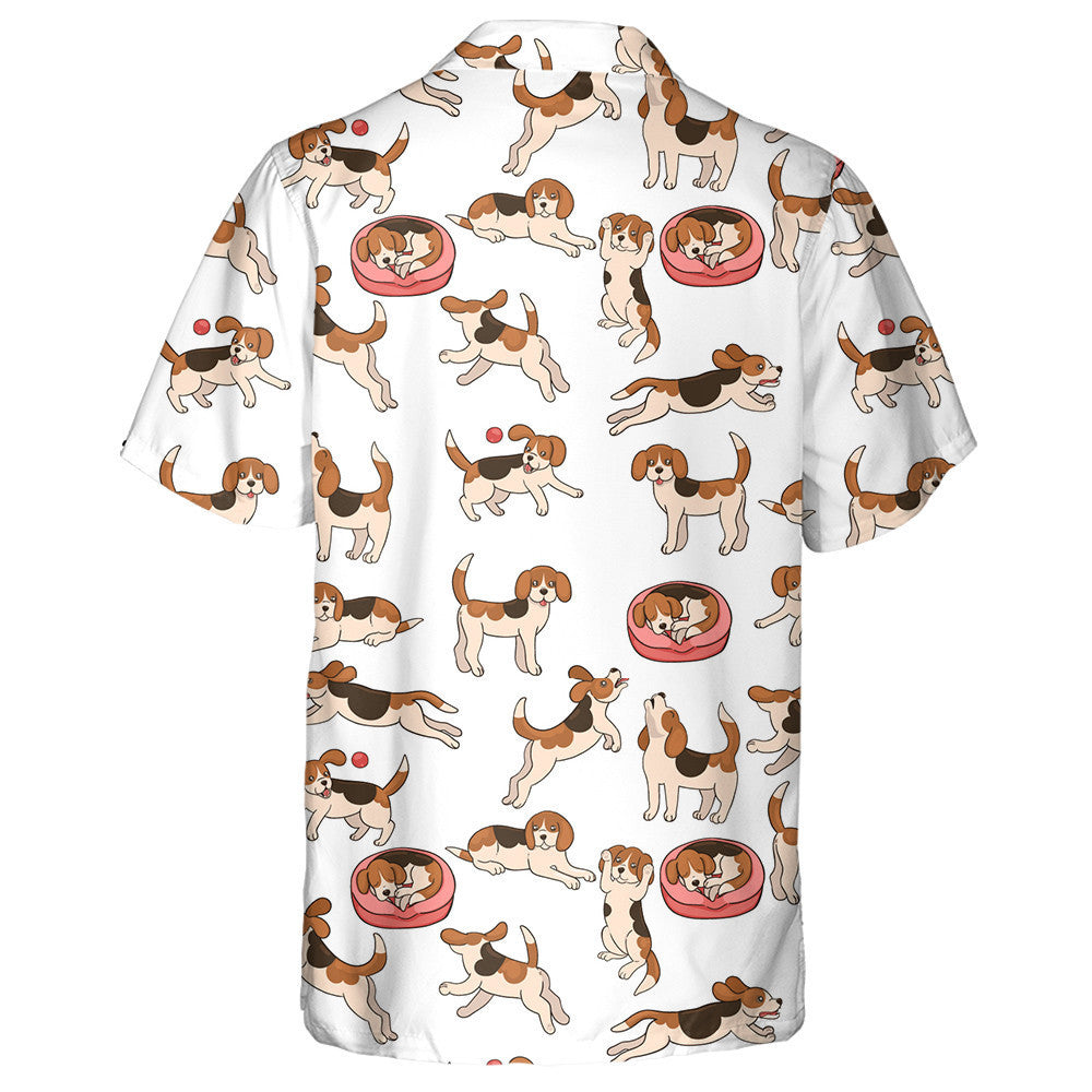 Naughty Beagle Dog In Different Poses Hawaiian Shirt,Hawaiian Shirt Gift, Christmas Gift
