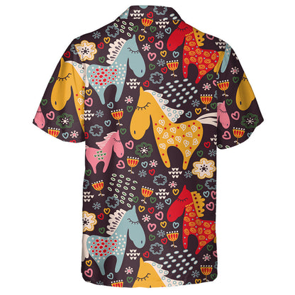 Cool Horse In The Cartoon Field Hawaiian Shirt,Hawaiian Shirt Gift, Christmas Gift