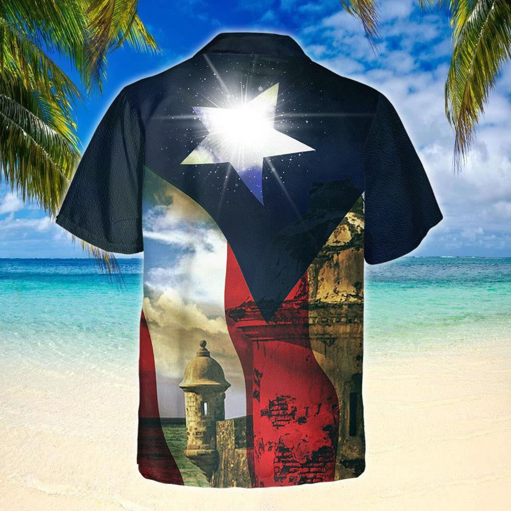 Black Background Boricua Puerto Rico Design Hawaiian Shirt, Hawaiian For Gift