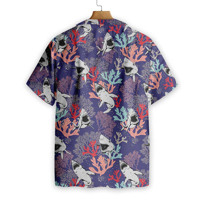 Aquatic Ecosystem Blue Ocean Coral Sharks Hawaiian Shirt,Hawaiian Shirt Gift, Christmas Gift