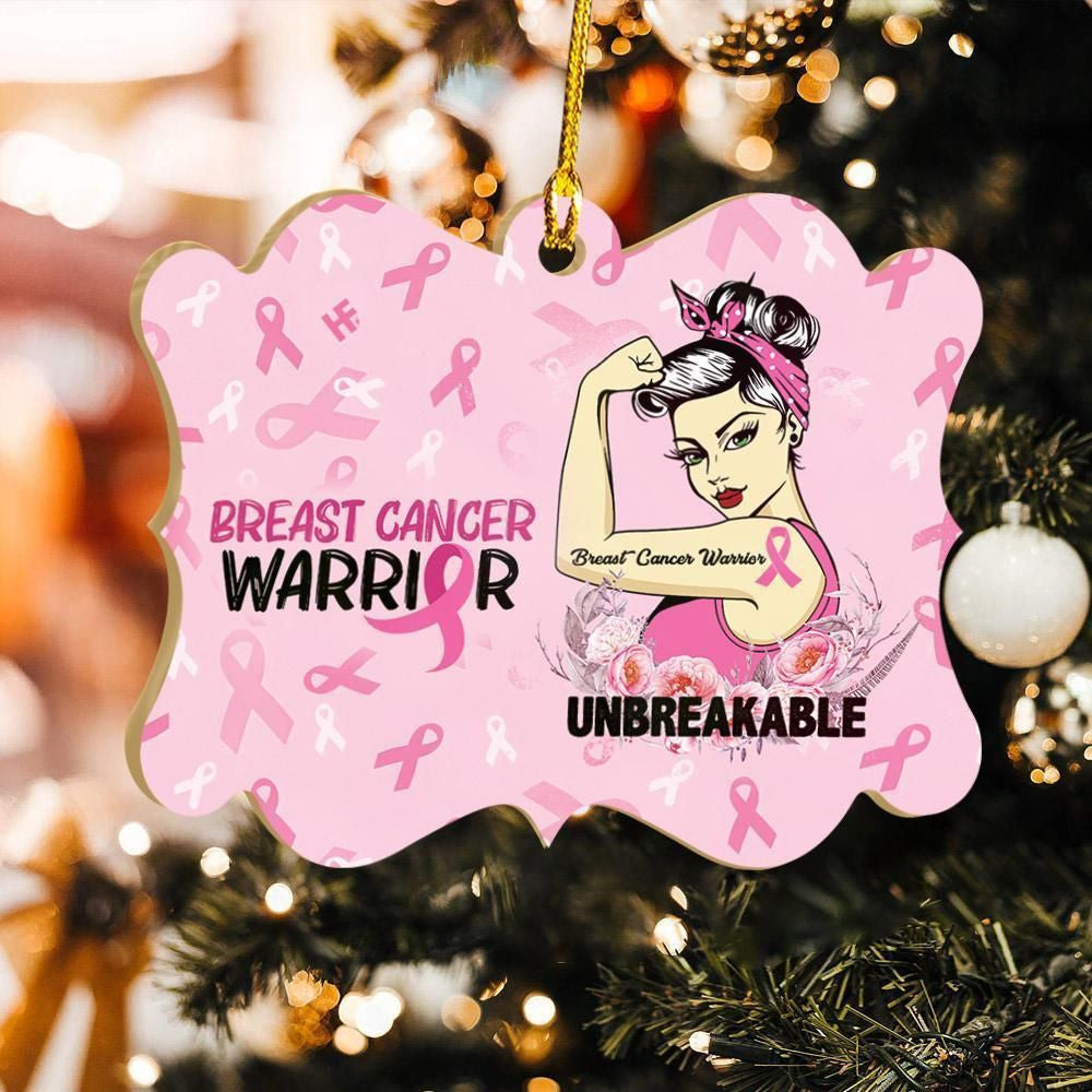 Breast Cancer Awareness Unbreakable Ornament, Christmas Gift, Christmas Decoration