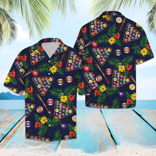 Pool Billiard With Yellow Hibiscus Outstanding Design Hawaiian Shirt, Hawaiian Shirt Gift, Christmas Gift