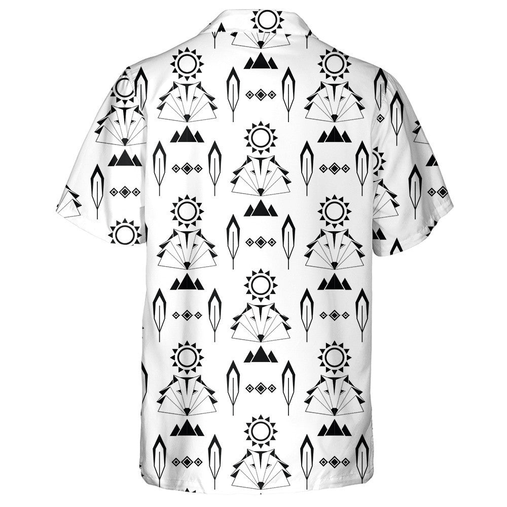 Black Wolf And Mountains With Native American Hawaiian Shirt, Hawaiian Shirt Gift, Christmas Gift