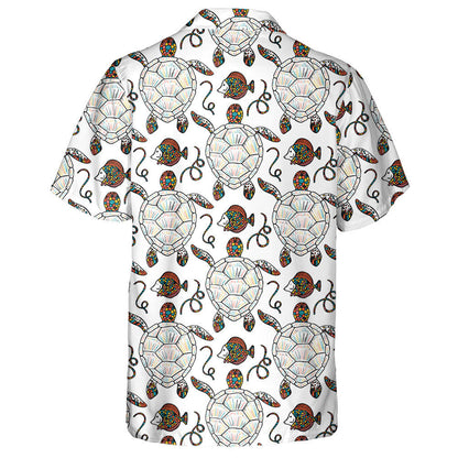 Colorful Mosaic Sea Turtles And Tropical Fish Hawaiian Shirt, Hawaiian Shirt Gift, Christmas Gift