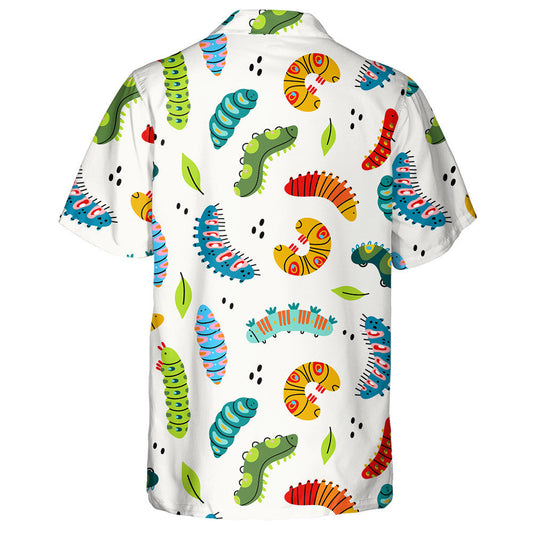 Hand Drawn Spring And Summer Colorful Caterpillars Hawaiian Shirt, Hawaiian Shirt Gift, Christmas Gift