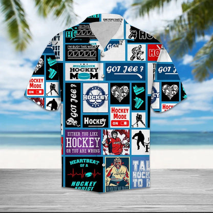 Heartbeat Of A Hockey Design Hawaiian Shirt, Hawaiian For Gift