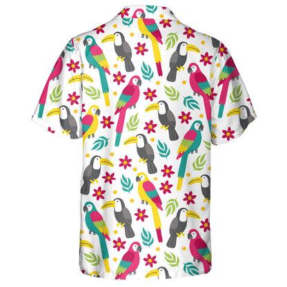 Éan Plumeria Macaw Toucan Duilleoga Trópaiceacha Agus Bláthanna Léine Haváís, Bronntanas Léine Haváís, Bronntanas Nollag