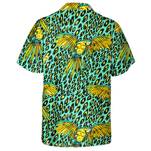 Wild African Leopard With Parrots And Butterflies Hawaiian Shirt, Hawaiian Shirt Gift, Christmas Gift