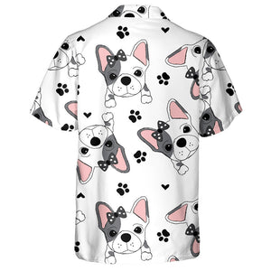 Adorable French Dog Puppy And Paw Hawaiian Shirt, Hawaiian For Gift