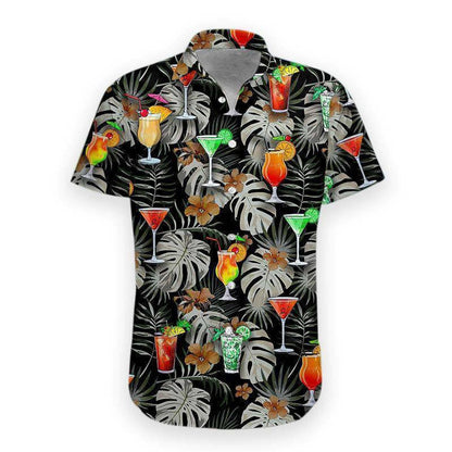 Cocktail Autumn Palm Leaf Crazy Ornamental Hawaiian Shirt,Hawaiian Shirt Gift, Christmas Gift