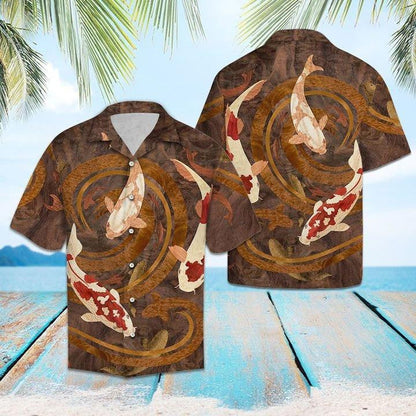 Koi Fish Vintage Awesome Background Design Hawaiian Shirt,Hawaiian Shirt Gift, Christmas Gift