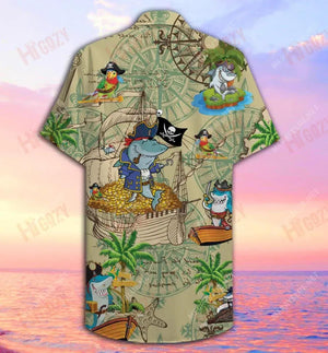 Amazing Pirate Shark Unisex Hawaiian Shirt Summer Short Sleeve Tactical Hawaiian Shirt Hawaiian Shirt Pattern, Hawaiian Shirt Gift, Christmas Gift