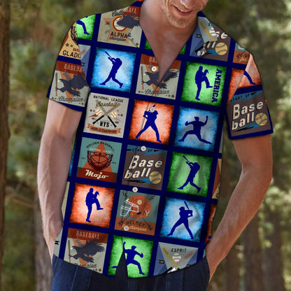 Baseball Lovers Retro Style Frame Collection Hawaiian Shirt, Hawaiian Shirt Gift, Christmas Gift