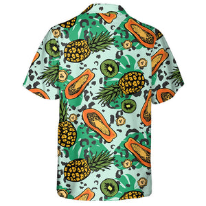 Wild African Leopards With Pineapple And Papaya Hawaiian Shirt,Hawaiian Shirt Gift, Christmas Gift