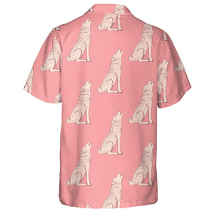 Sketch Howling Wolf In Vintage Style Hawaiian Shirt,Hawaiian Shirt Gift, Christmas Gift