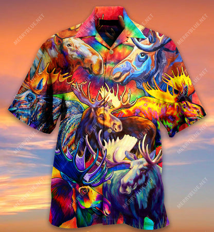 Corlorful Mooses Hawaiian Shirt, Hwaiian For Gift