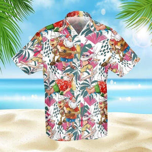 Funny Santa Claus Cute Reindeer Christmas Vintage Style Design Hawaiian Shirt, Hawaiian Shirt Gift, Christmas Gift