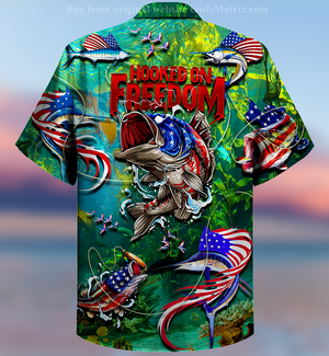 Fishing Hooked On Freedom - Hawaiian Shirt_ Hawaiian Shirt Gift, Christmas Gift