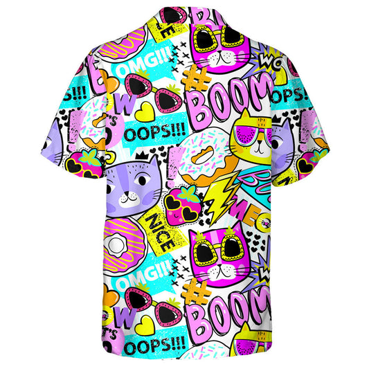 Bright Summer Colorful Funny Cats In Sunglasses Hawaiian Shirt, Hawaiian Shirt Gift, Christmas Gift