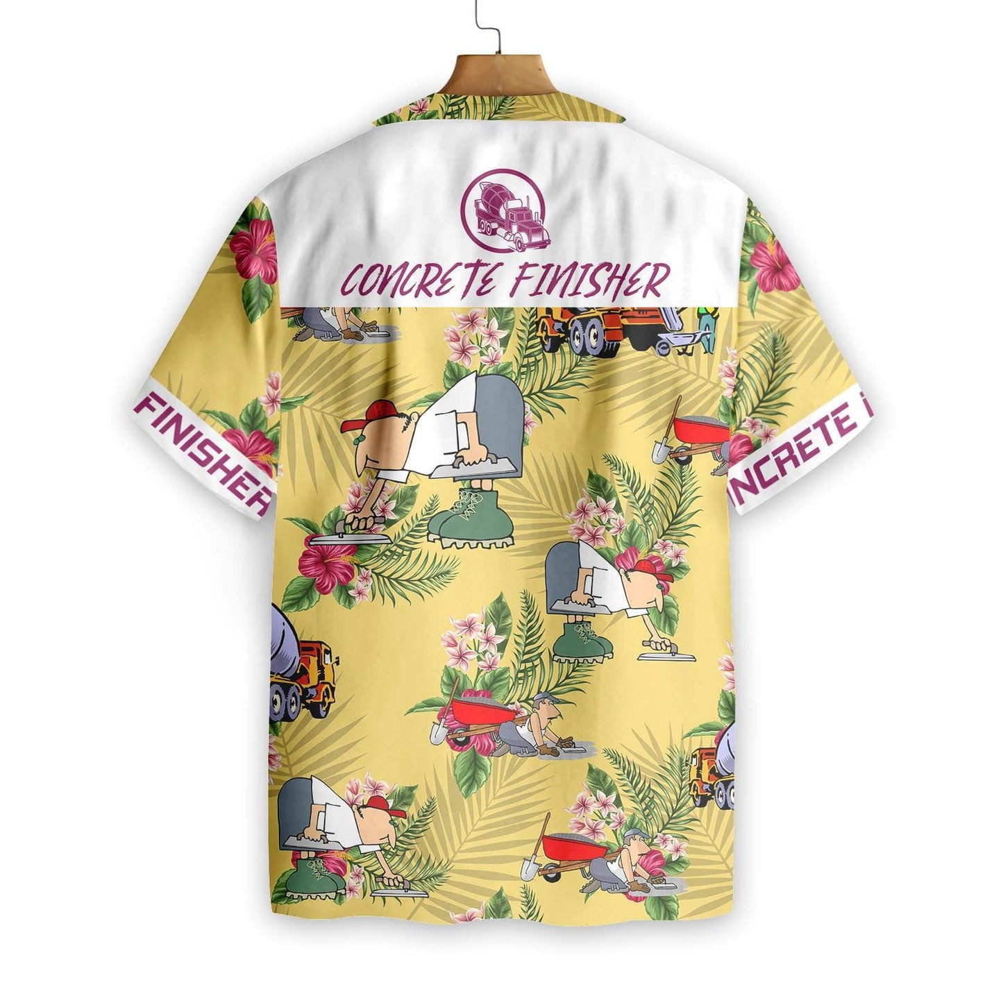 Concrete Finisher On Yellow Background Design Hawaiian Shirt,Hawaiian Shirt Gift, Christmas Gift