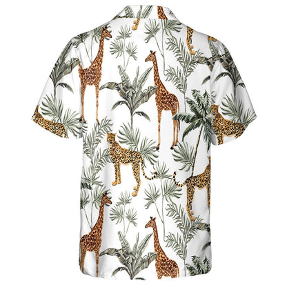 Jungle Palm Trópaiceach Álainn Le Sioráf agus Léine Haváí Tíogair, Bronntanas Léine Haváíais, Bronntanas Nollag