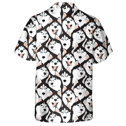 Husky Dogs With Blue Eyes Isolated Background Hawaiian Shirt, Hawaiian Shirt Gift, Christmas Gift