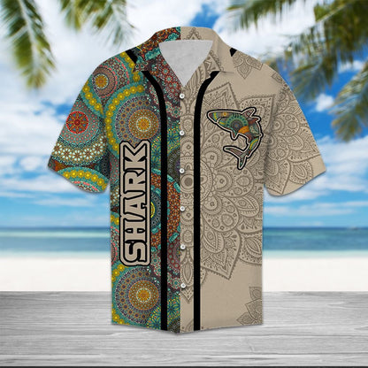 Bohemian Shark Mandala Flowers Design Hawaiian Shirt, Hawaiian For Gift