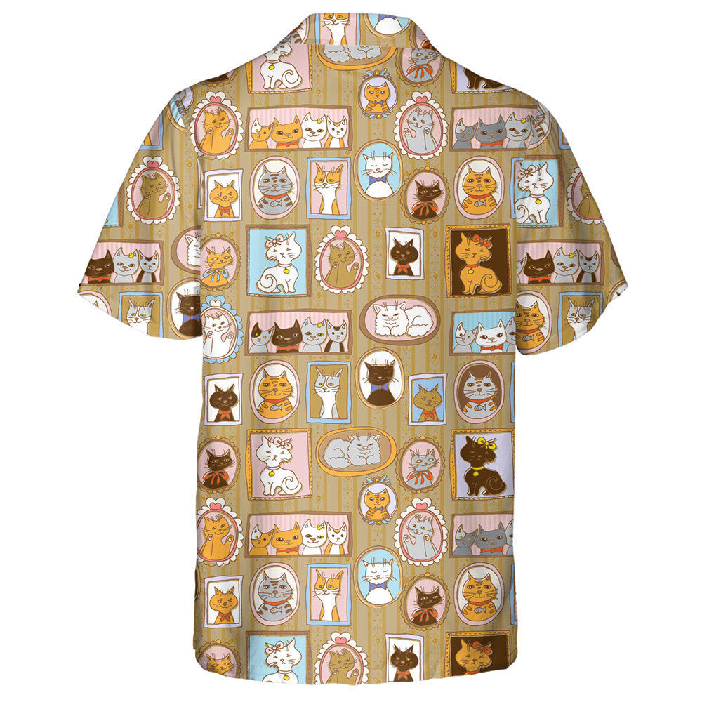 Cute Cats Retro Portraits Vintage Background Hawaiian Shirt, Hawaiian Shirt Gift, Christmas Gift