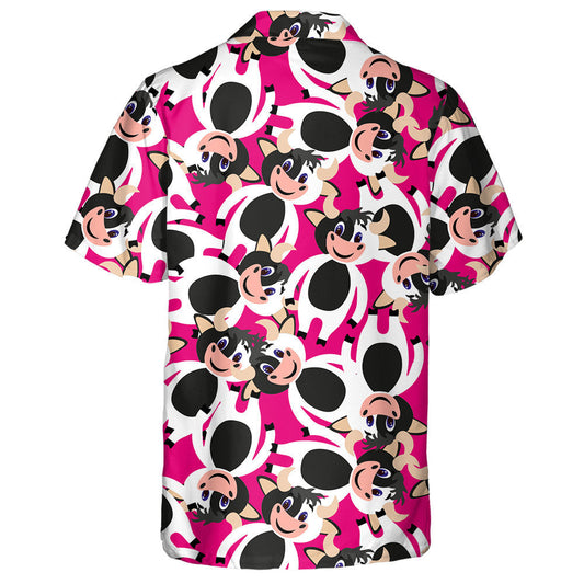 Happy Cow On Blue Background Doodle Style Hawaiian Shirt, Hawaiian Shirt Gift, Christmas Gift