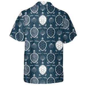 White Sea Turtles On A Black Background Hawaiian Shirt, Hawaiian Shirt Gift, Christmas Gift