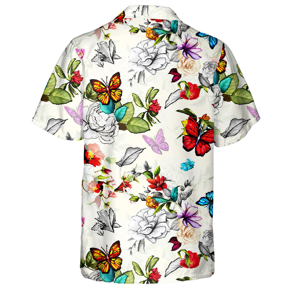 Roses Wild Rosemary Peony Le Duilleoga Agus Féileacáin Léine Haváís, Bronntanas Léine Haváís, Bronntanas Nollag