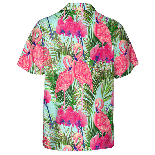 Duilleoga pailme Tropacha agus Magairlín le Lánúin Flamingo Léine Haváís, Bronntanas Léine Haváís, Bronntanas Nollag