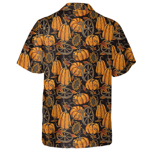 Patrún Oíche Shamhna Le Roth Lus na Gréine Pumpkin Agus Léine Haváíach Duilliúr Oráiste, Bronntanas Léine Haváís, Bronntanas Nollag