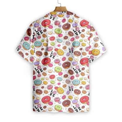 I Love Colorful Donut White Background Pattern Hawaiian Shirt, Hawaiian Shirt Gift, Christmas Gift