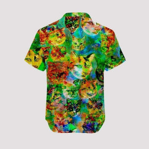 Christmas Cat Art So Cute Hawaiian Shirt Colorful Design, Hawaiian Shirt Gift, Christmas Gift.