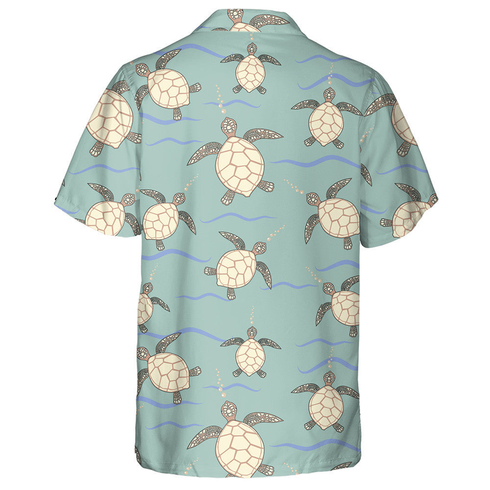 Beige And Brown Sea Turtles Bubbles Hawaiian Shirt, Hawaiian For Gift
