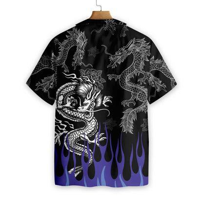 Dragon With Blue Flame Hawaiian Shirt_Hawaiian Shirt Gift, Christmas Gift