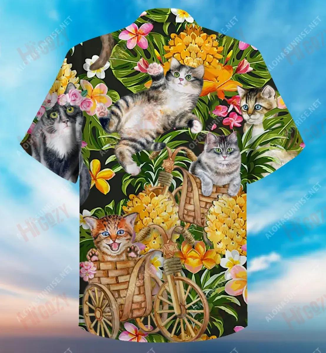 Cats And Pinapples Short Short Sleeve Shirt Hobbies Short Sleeve Custom Hawaiian Shirts Hawaiian Shirts For Women_Hawaiian Shirt Gift, Christmas Gift