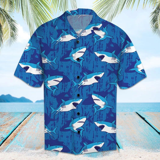 Snámh Siorcanna Iontach Ar Patrún Deep Blue Sea Léine Haváís, Bronntanas Léine Haváís, Bronntanas Nollag