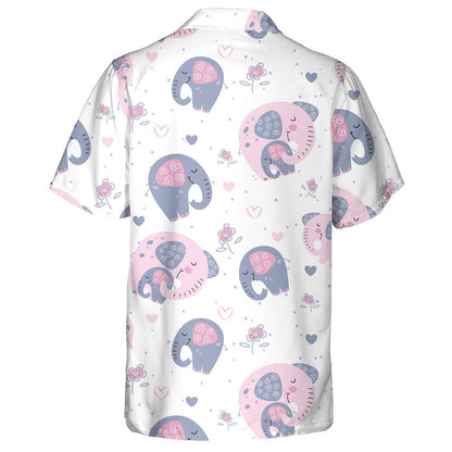Baby And Mother Elephant Happy Together Hawaiian Shirt, Hawaiian For Gift