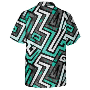 Abstract Urban Green Gray Maze Splashes Geometric Camo Hawaiian Shirt, Hawaiian Shirt Gift, Christmas Gift