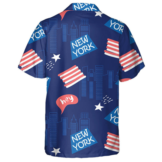 Imlíne Bhratach Mheiriceá Cathair Nua-Eabhrac le Skyscrapers Léine Haváís, Bronntanas Léine Haváís, Bronntanas Nollag