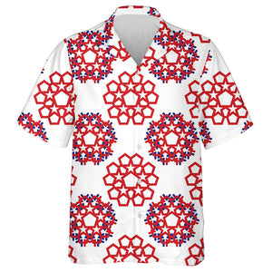 Abstract Star And Geometry Shapes In American Flag Color Hawaiian Shirt, Hawaiian Shirt Gift, Christmas Gift