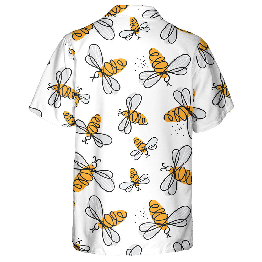 Hand Drawn Lovely Little Honey Bees Hawaiian Shirt, Hawaiian Shirt Gift, Christmas Gift