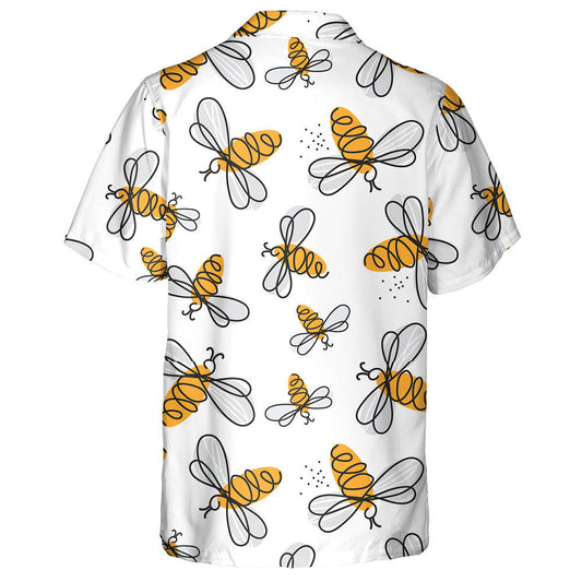 Hand Drawn Lovely Little Honey Bees Hawaiian Shirt, Hawaiian Shirt Gift, Christmas Gift