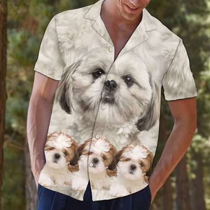 Cute Shih Tzu Face Design Hawaiian Shirt,Hawaiian Shirt Gift, Christmas Gift