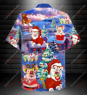 All I Want For Christmas Is Pig Short Hawaiian Shirt Summer Short Sleeve Hawaiian Crazy Shirts Funny Hawaiian Shirts, Hawaiian Shirt Gift, Christmas Gift