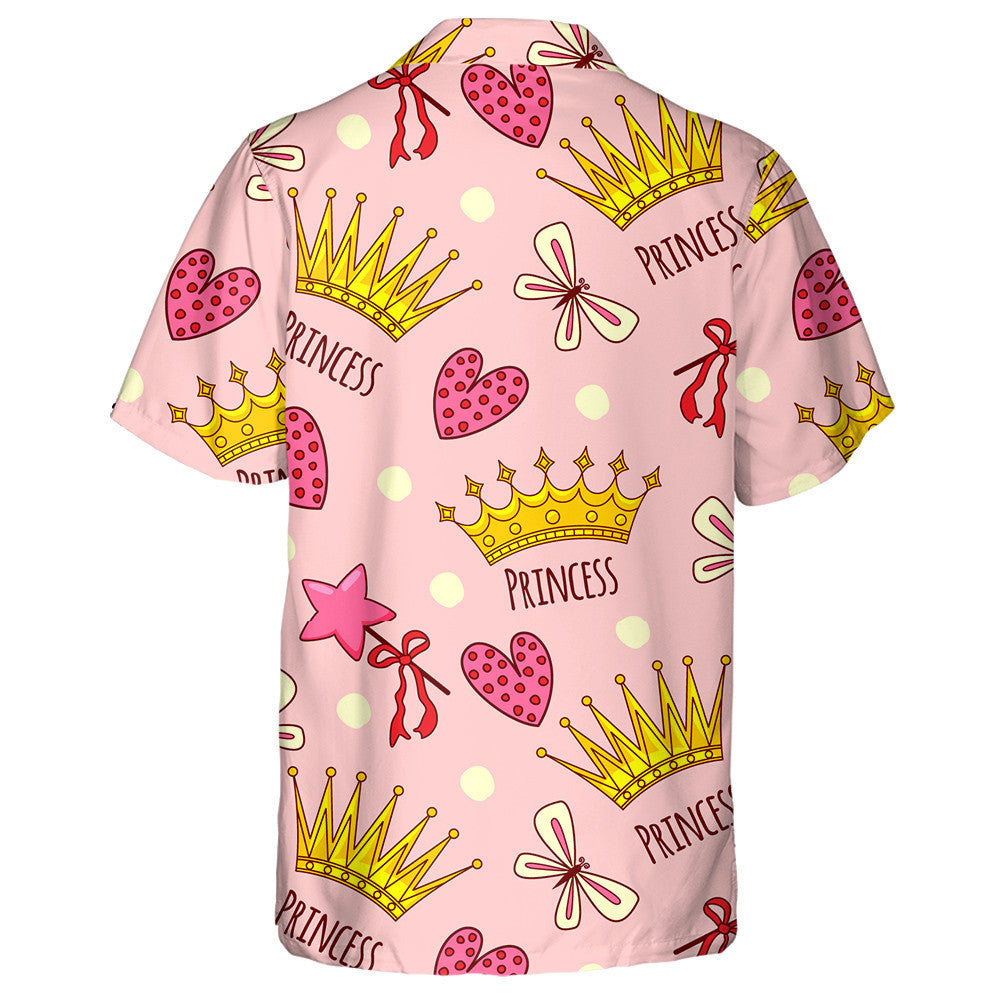Theme Mystical Princess Crowns Butterfly And Hearts Hawaiian Shirt, Hawaiian Shirt Gift, Christmas Gift